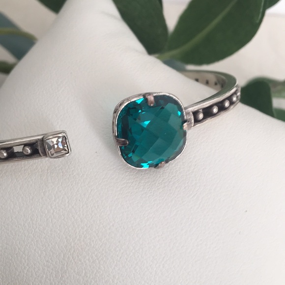 Brighton Retired Lovable Hinged Bangle Silver-Green NWOT Rare - Picture 4 of 15